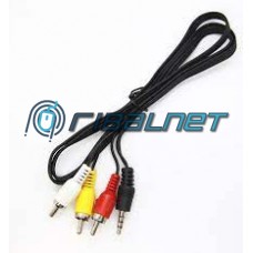 Cabo p/ câmara video Jack 3.5MM (3 anéis) p/ 3 x RCA M 1.5m